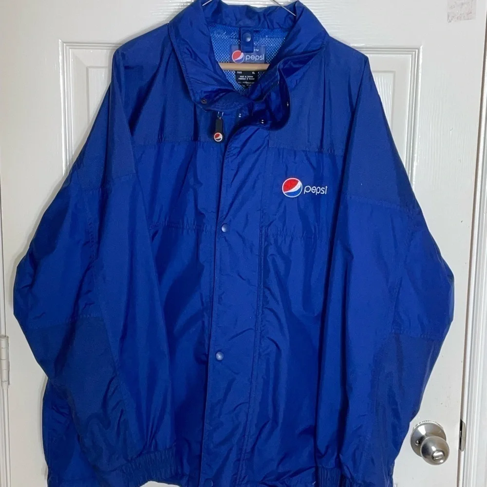 Pepsi Cola Jacket Adult XLarge Navy Full Zip Hooded Lined Aramark Uniform Coat  - Picture 12 of 12